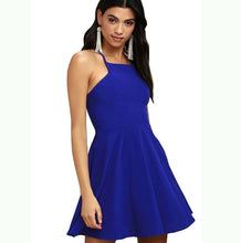 Load image into Gallery viewer, A-line Mini Dress Backless Royal Blue Dress