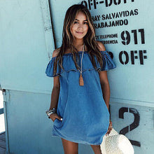 Load image into Gallery viewer, Royal Blue Jeans Mini Dress